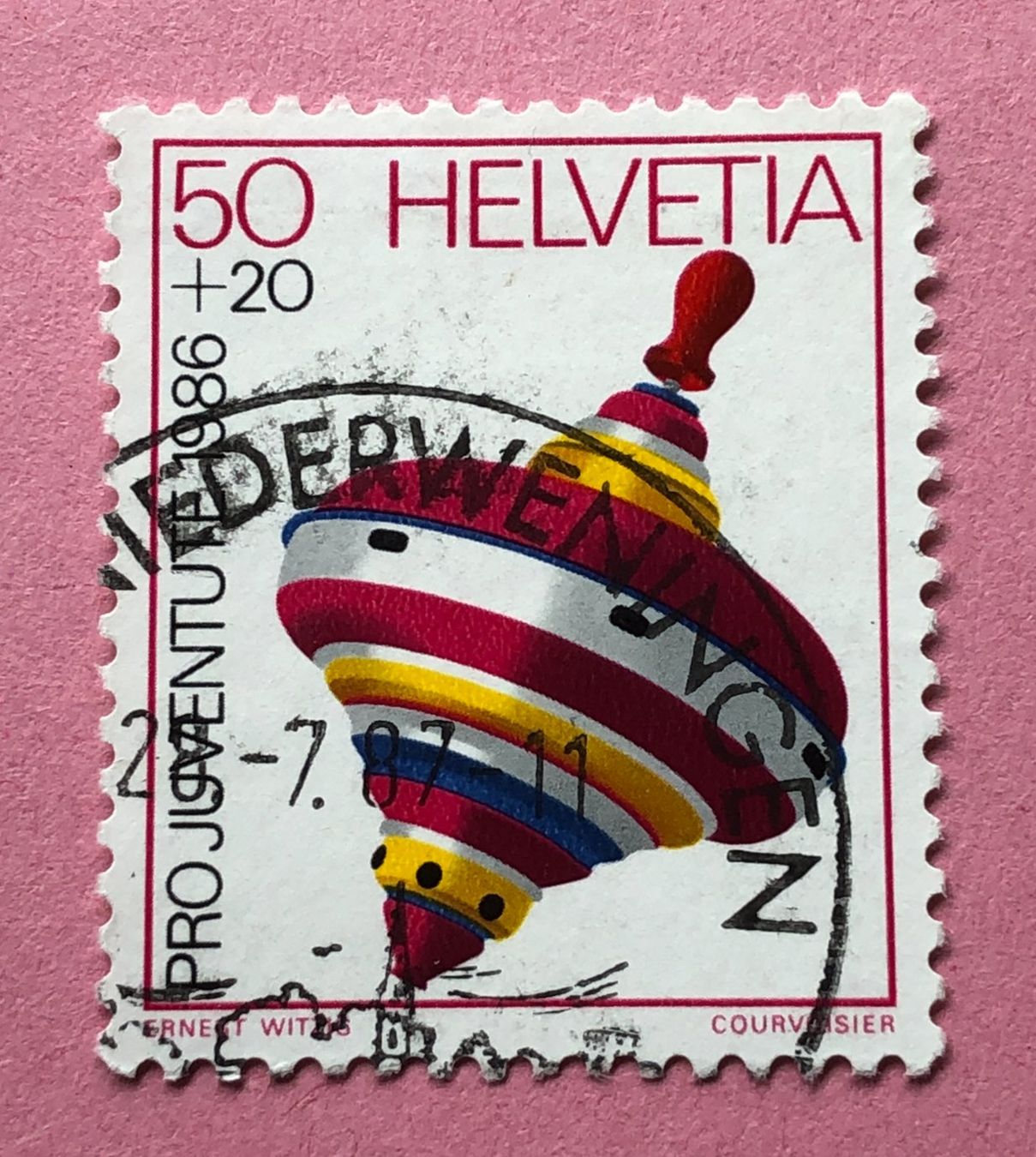 Alle Briefmarken: Nr.J 299 Kreisel Pro Juventute GESTEMPELT  – Gebraucht aus Aarau von Billa007