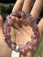 Amethyst Armband Würfel facettiert, Stretch-Edelsteinarmband