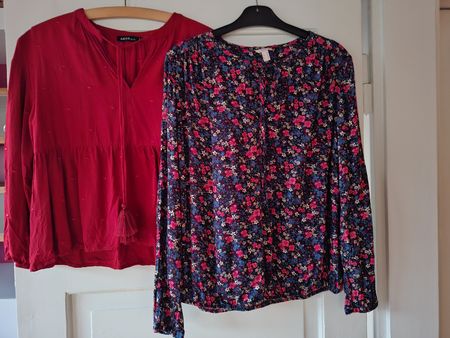 Kleiderpaket 2 Blusen Boho rostrot Blumen bunt ESPRIT M L