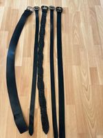 5 schwarze Damen-Ledergürtel