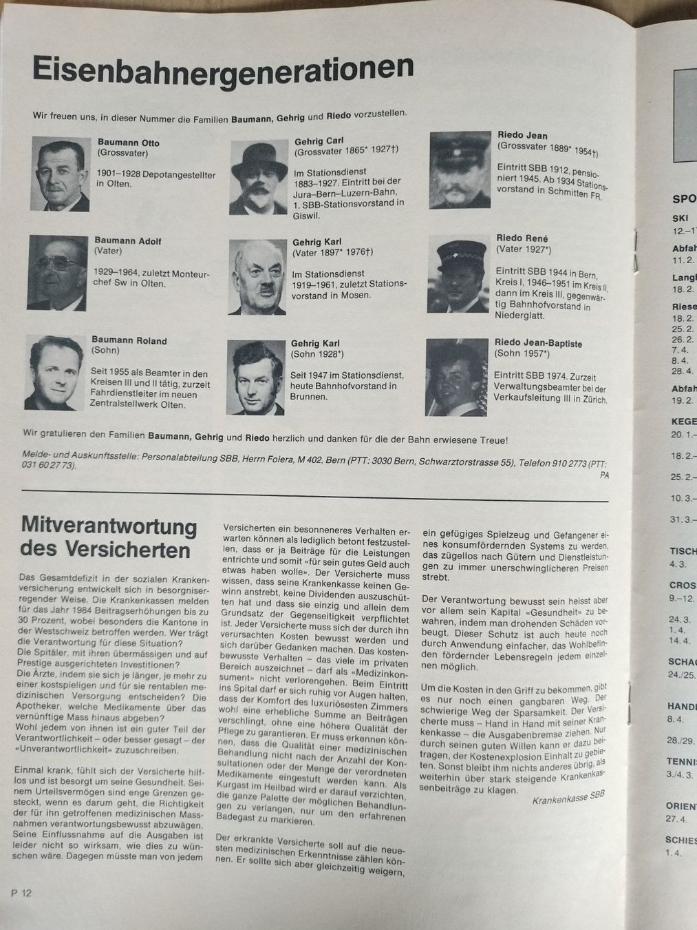 Riviste & Magazine: SBB CFF FFS Nachrichtenblatt von 1984 – Usato da Schwanden Sigrisw venduto da pho_2mc9 2