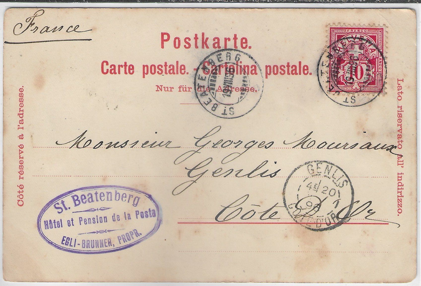 Cartoline postali: Gruss vom St. Beatenberg - Litho 1896!!! – Usato da Ettingen venduto da Kartenplanet 1