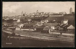 AK Romont, Blick zum Bahnhof, 1925