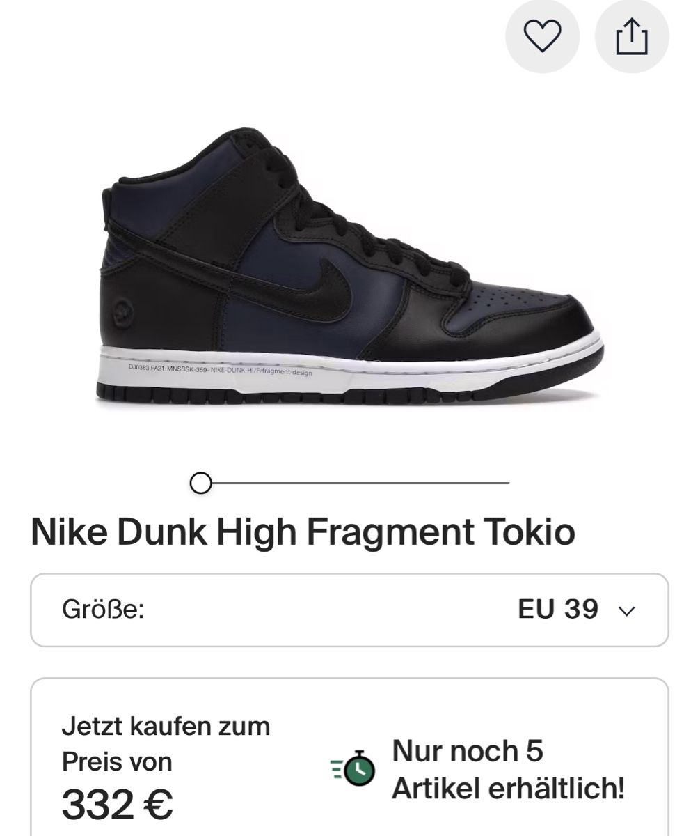 Nike Scarpe da uomo: Nike Dunk High Fragment Tokio New – Nuovo (secondo la descrizione) da Basel venduto da car_bgg7 5