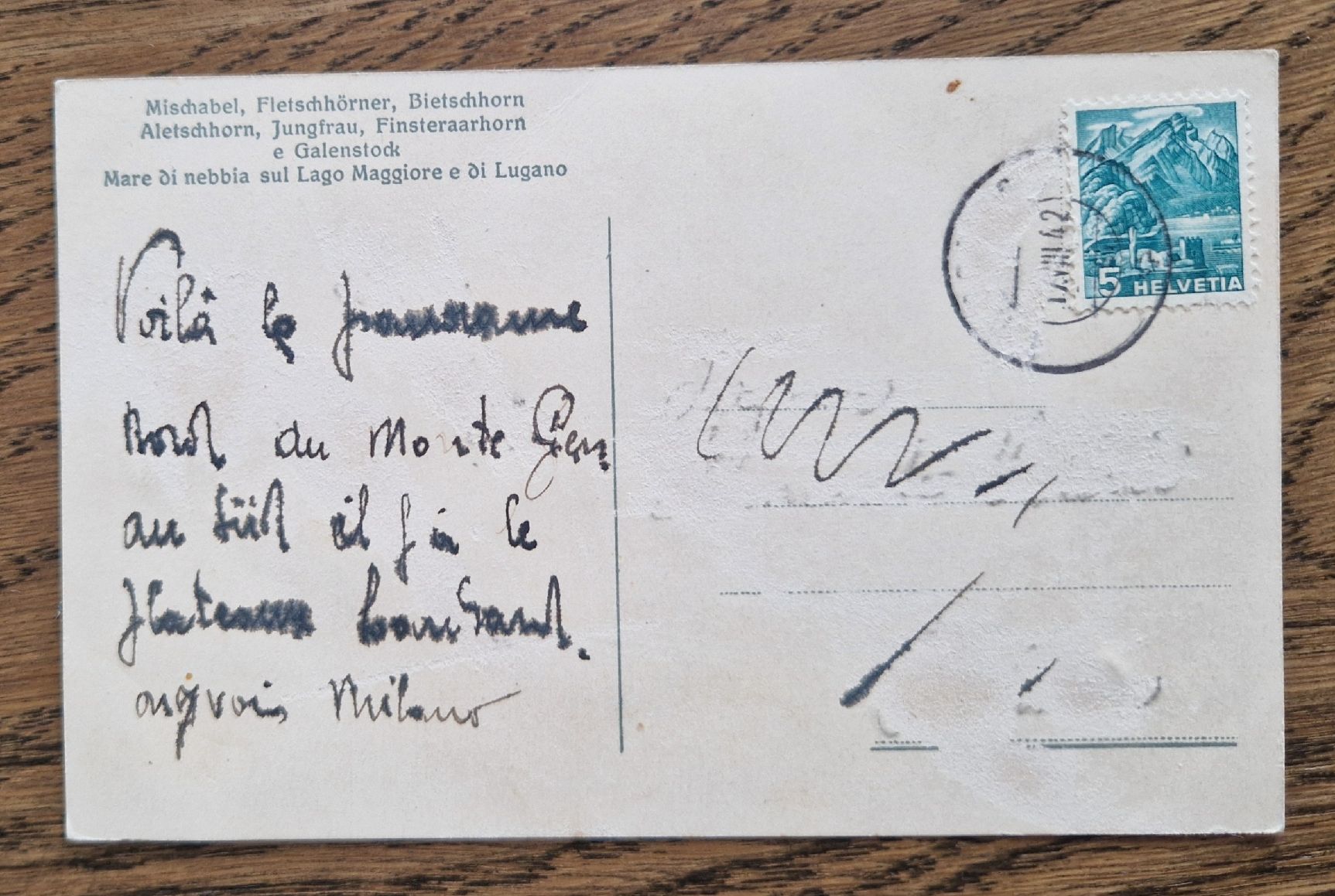 Ansichtskarten: Nebelmeer über Lago Maggiore 1942 – Gebraucht aus Ebikon von Donar50 1