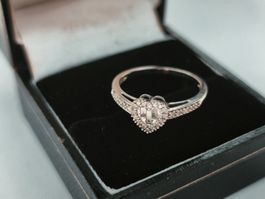 Diamant Ring natürliche Diamanten Weissgold 10k aus USA
