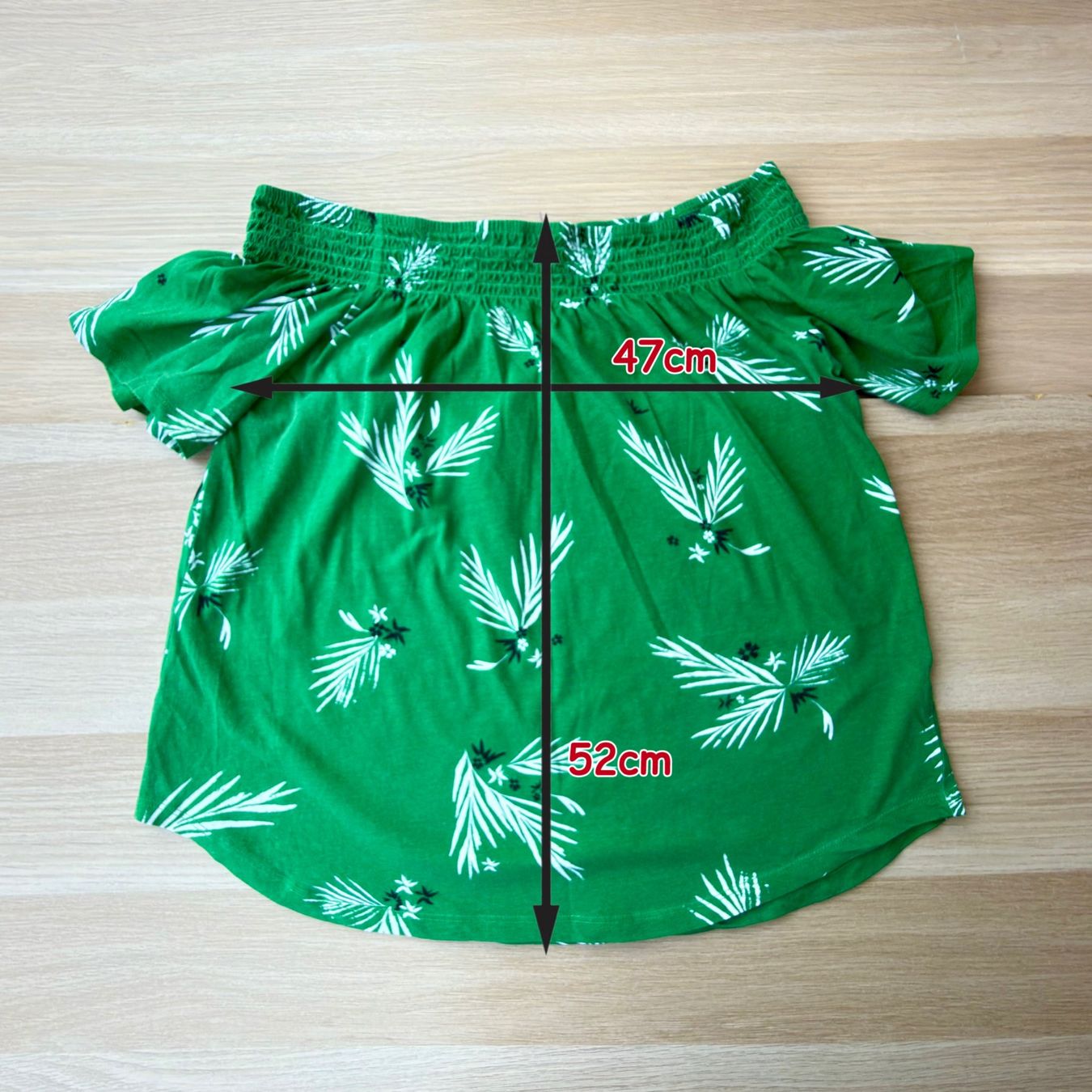 H&M Top: Top Bardot H&M Vert Tropical Coton, H&M – Usato da Thônex venduto da Suisse.Shopping 6