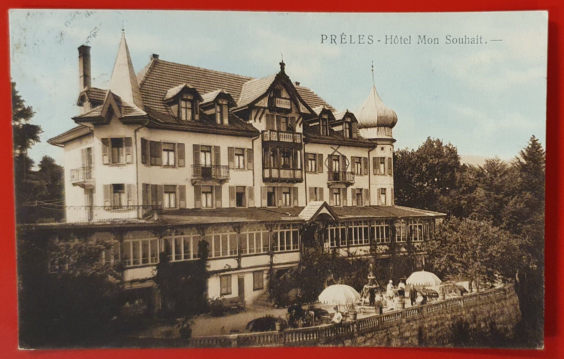 Cartoline postali: Preles 1920 - Hotel Mon Souhait – Usato da Kreuzlingen venduto da Rschweiz1