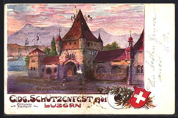 Ansichtskarten: Litho Luzern, Eid. Schützenfest 1901, E – Gebraucht aus Berlin von bartko-reher