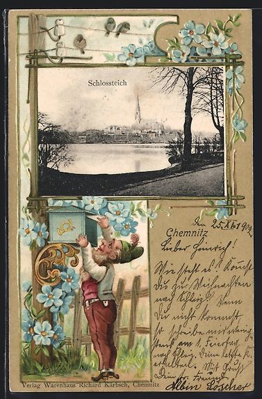 Cartoline postali: Passepartout-Lithographie Chemnitz, Schl – Usato da Berlin venduto da bartko-reher