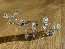 Vintage Orrefors Elch und Reh Kristallfiguren, Schweden