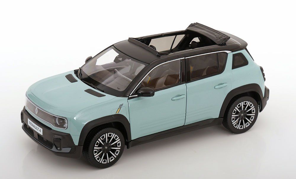 Renault Modellini d'auto: Renault 4 E-Tech seit 2025 hellgrün / schwarz mit Faltdach – Nuovo e nell'imballaggio originale da Gerlafingen venduto da espero88