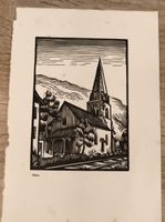 Gravure originale église cantonale Villette  R.Berger