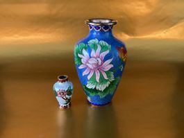 Jingfa  / 2 Blumenvase Cloisonné /  Metall