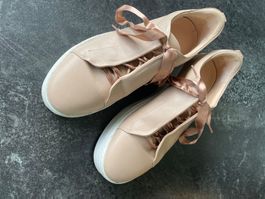 Damen Sneaker Gr. 42 rosa/nude mit Satinbändel!
