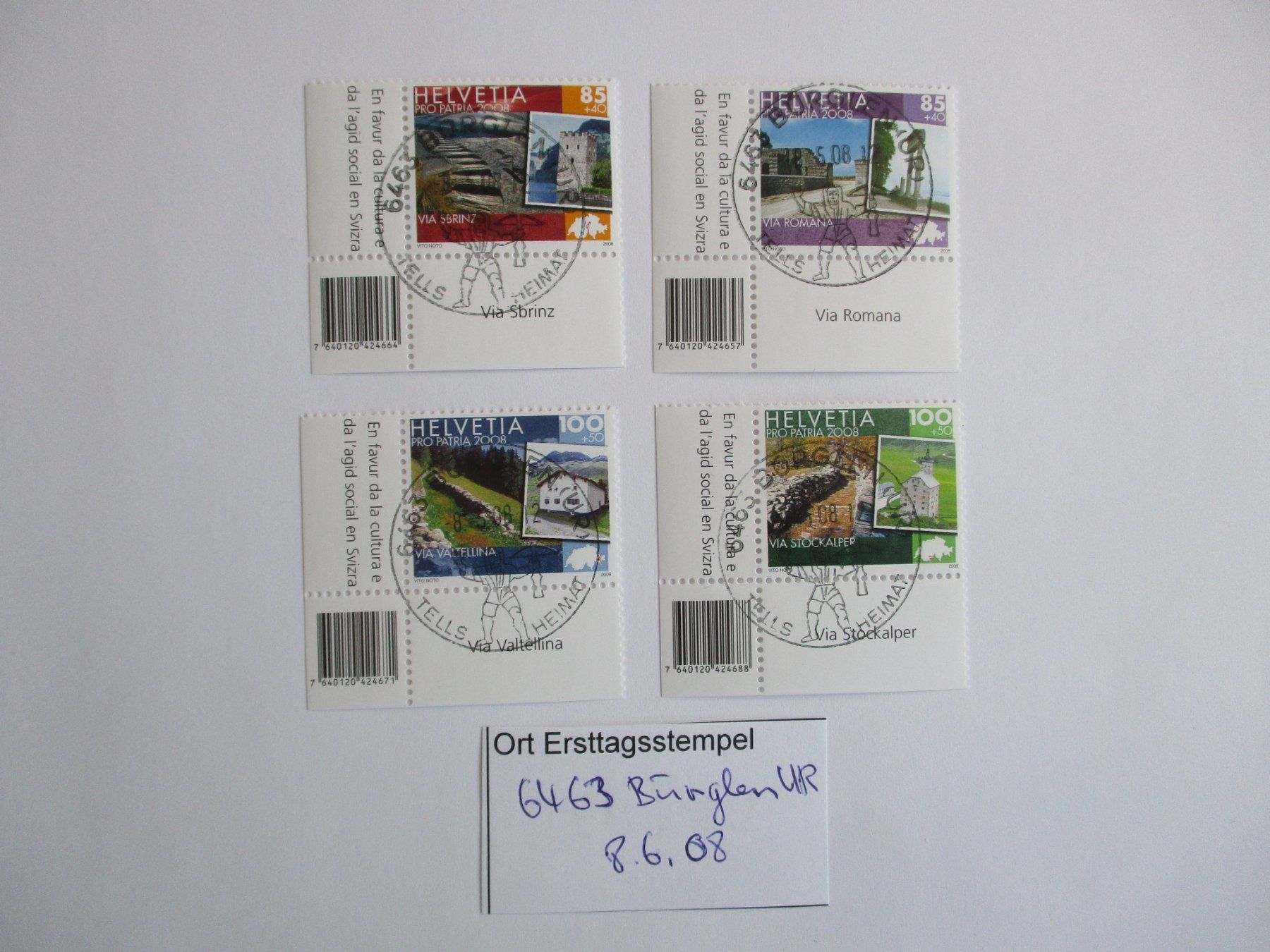Tutti i francobolli: Voll Ort Ersttagsstempel 6463 Bürglen UR – Usato da Langnau b. Reiden venduto da Aktuell88