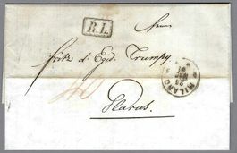 1861, MILANO-GLARUS + R.L., INHALT: BRAND VON GLARUS 1861!