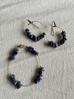 Sodalith Armband und Ohrringe vergoldet