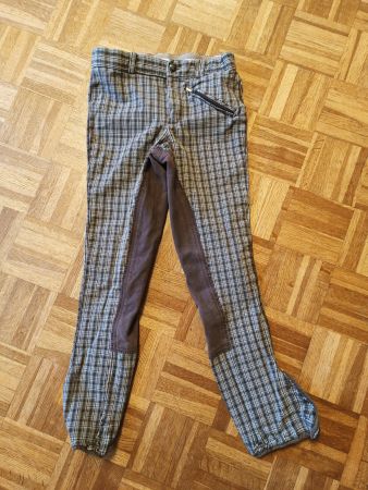 Covalliero Reithose Gr 164 Kinder kariert braun weiss blau