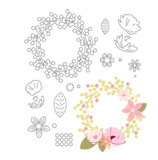 Sciablone: Neues  Stanzschablonen-Set Blumen / Kranz – Nuovo e nell'imballaggio originale da Effretikon venduto da wenuss