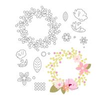 Neues  Stanzschablonen-Set Blumen / Kranz