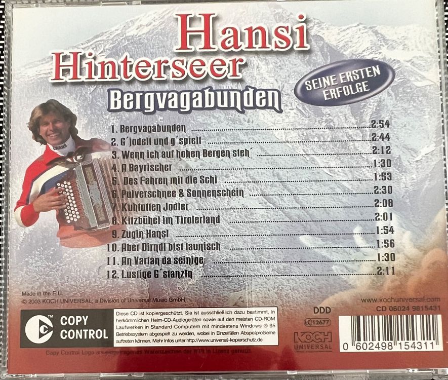 CD: Hansi Hinterseer, Bergvagabunden – Usato da Wuerenlos venduto da Zoechi 2