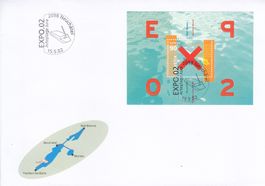 Sonderblock Expo 02 FDC 15.5.02 Neuchâtel Arteplage Jura