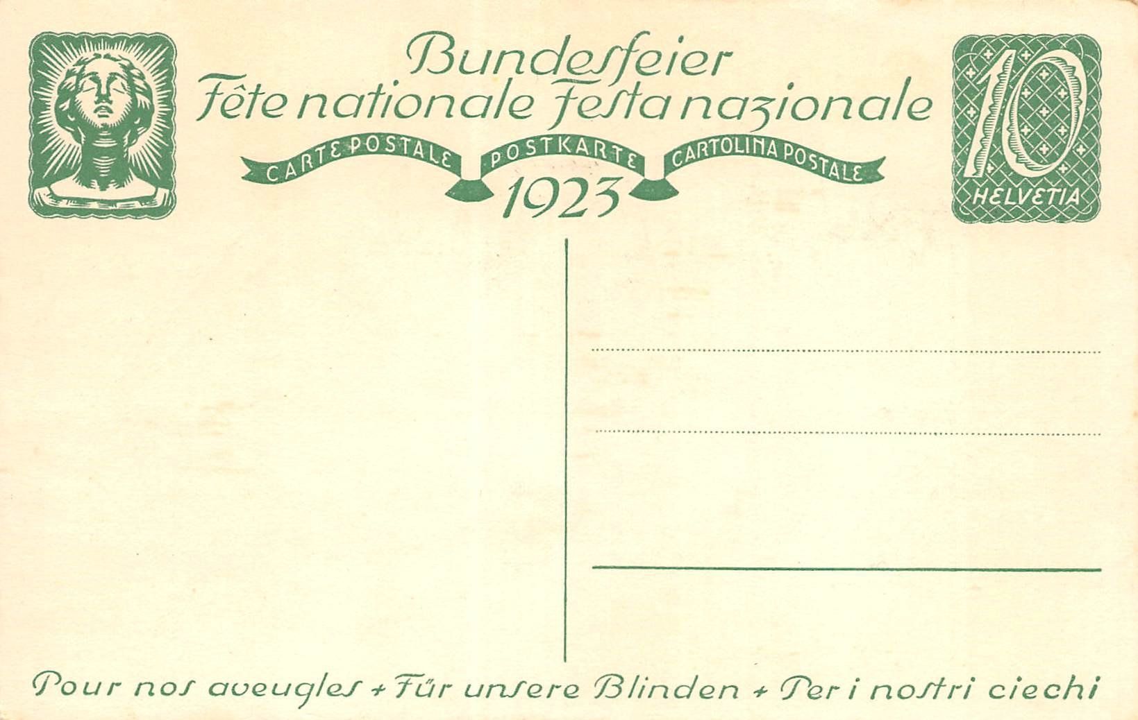 Tutti i francobolli: Bundesfeierkarte 1923, Blinder Greiss – Usato da Ottikon b.Kemptth. venduto da Neptun1974 1