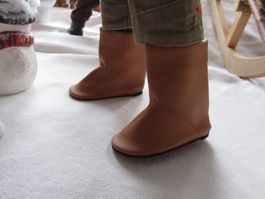1 Paar Puppenschuhe, Stiefel, Winterstiefel, Glorex, 8 cm
