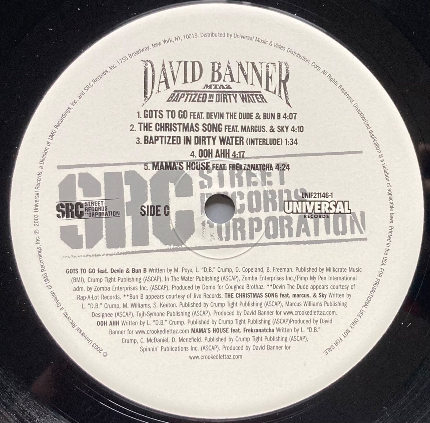 Dischi in vinile: DAVID BANNER - MTA2: BAPTIZED IN DIRTY WATER – Usato da Poliez-Pittet venduto da Newtown-Records 3