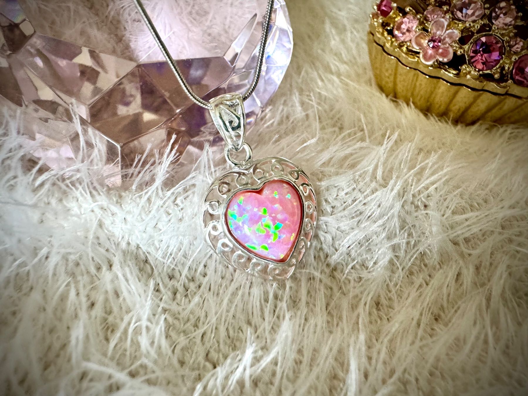 Anhänger: Herz  Anhänger Silber 925synthetischer Edel Opal – Neu (gemäss Beschreibung) aus Zürich von LIBELLA13 1