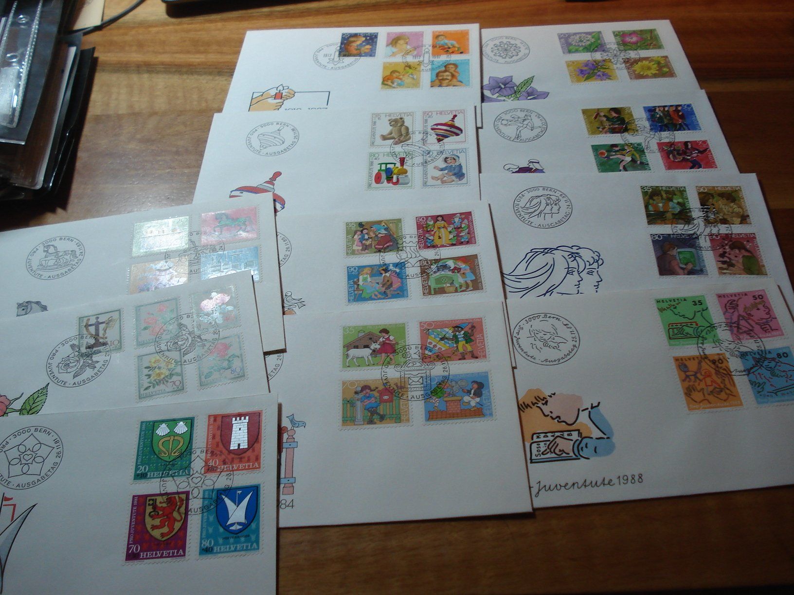 Alle Briefmarken: 11 FDC Pro Juventute 1981 - 1991 – Gebraucht aus Niederwil AG von morostahu 1