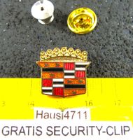 CADILLAC AUTO LOGO SCHMUCK-PIN ENAMEL MIT SECURITY-CLIP GOLD