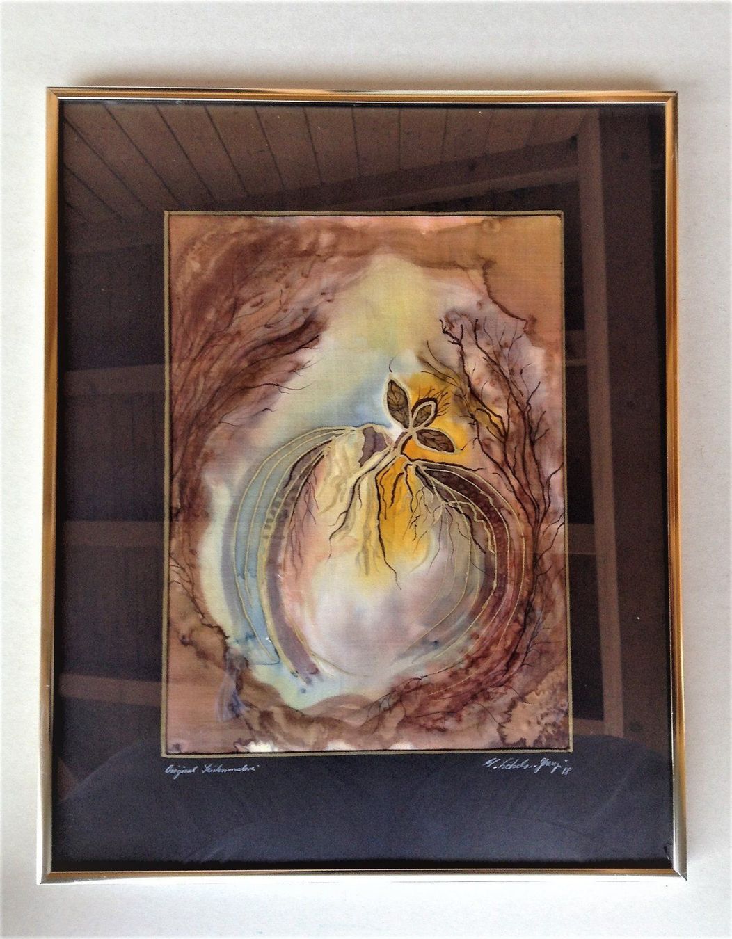 Foto & Immagini: Seidenbild, Der Keimling. sig. Lötscher – Usato da Alpnach Dorf venduto da MZ001