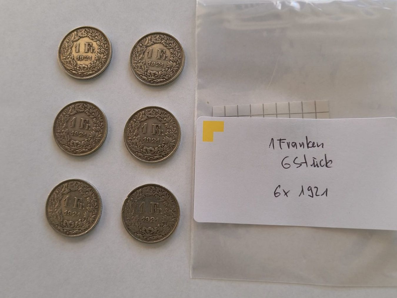 Tutti le monete: Einfränkler Set 6 Stück, 1921 – Usato da Grächen venduto da Hel7890