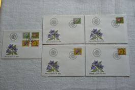 Pro Juventute 1991 5 FDC Satz & Einzelmarken SBK J319 - J322