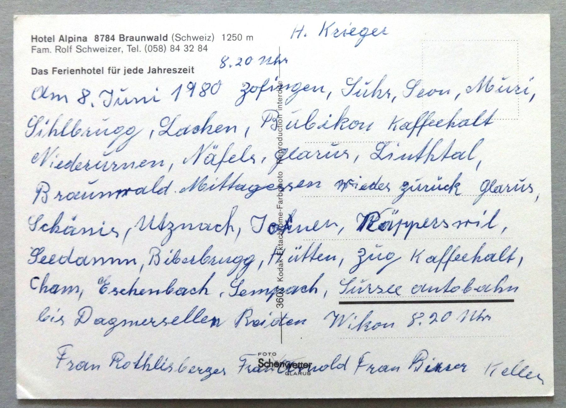 Cartoline postali: Hotel Alpina, Braunwald – Usato da Fétigny venduto da Billy2miny 1