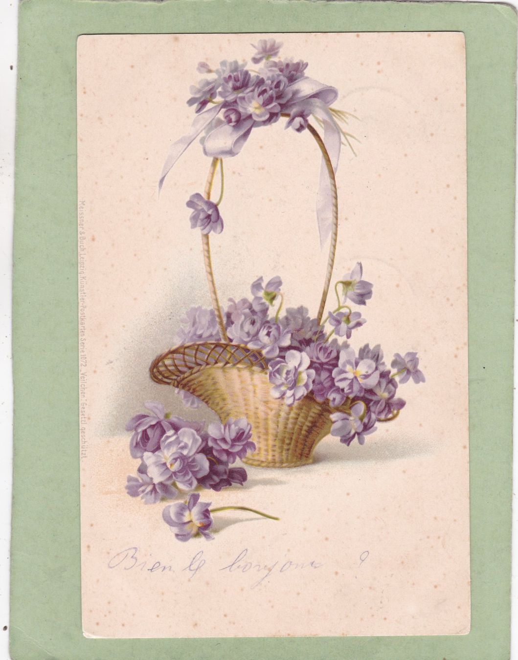 Cartoline postali: Kitsch Korb mit Blumen 1902 – Usato da Herisau venduto da Lisegrat2008