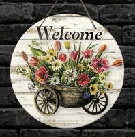 2-D HOLZ WANDDEKO *WELCOME*, 20X20CM