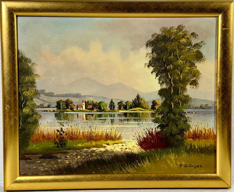 Farbenfrohes Landschaft Gemälde signier F. Grüniger (Gebraucht) in Root ...
