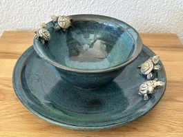 Keramik Set S. Graf mit Schildkröten signiert
