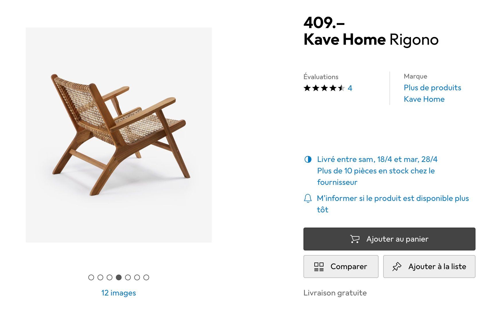 Kave Home Sedie: Chaise Kave Home Rigono – Nuovo (secondo la descrizione) da Penthalaz venduto da tsarerie 5