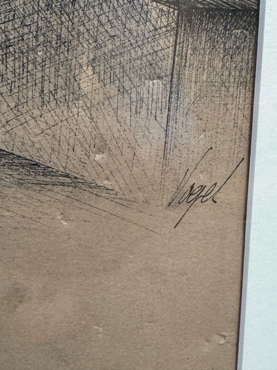 Dipinti: Disegno originale di Vogel con cornice in legno – Usato da Genève venduto da Atelier.Curio 1