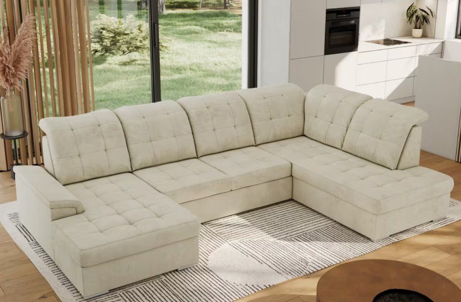 Sofas: XL WOHNLANDSCHAFT SAMTKORD CREME! 1299.- – Neu und originalverpackt aus Recherswil von Moebel_Outlet