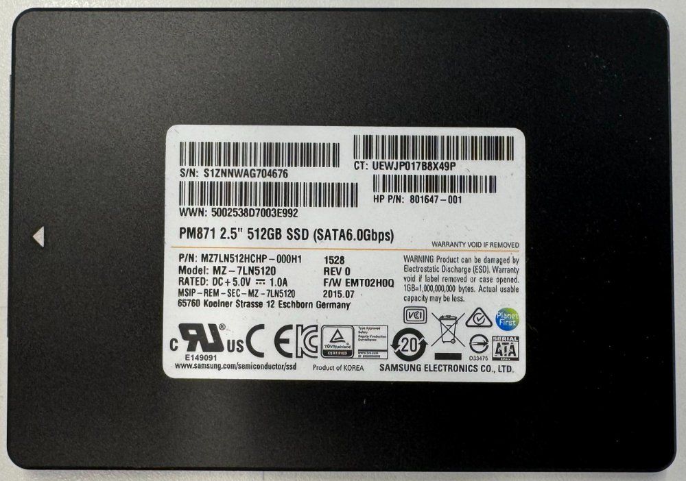 Samsung Dischi rigidi: Samsung SSD PM871 512GB – Usato da Bern venduto da sn8per