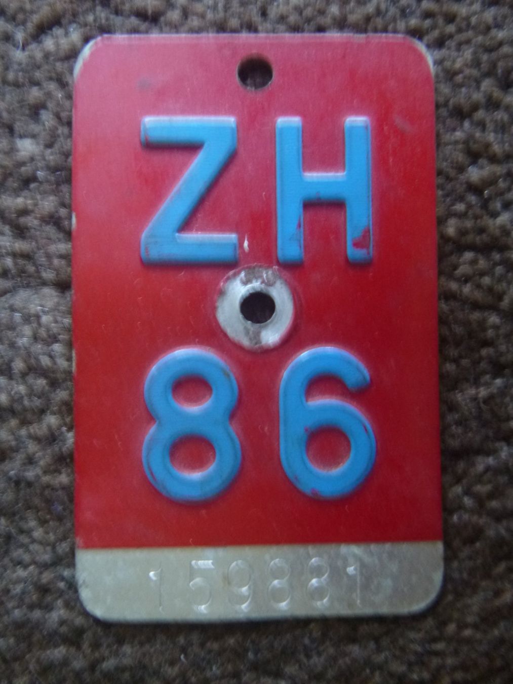 Schilder: Velonummernschild ZH 86 EGLI+WEBER USTER – Gebraucht aus Diessenhofen von farbschatten