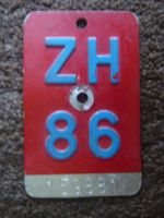 Velonummernschild ZH 86 EGLI+WEBER USTER