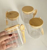 4er Set Glasbehälter/Vorratsgläser mit Holzdeckel+Löffel