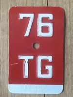 TG 76 - VELONUMMER - FAHRRADSCHILD - PLAQUE DE VELO - TG 76