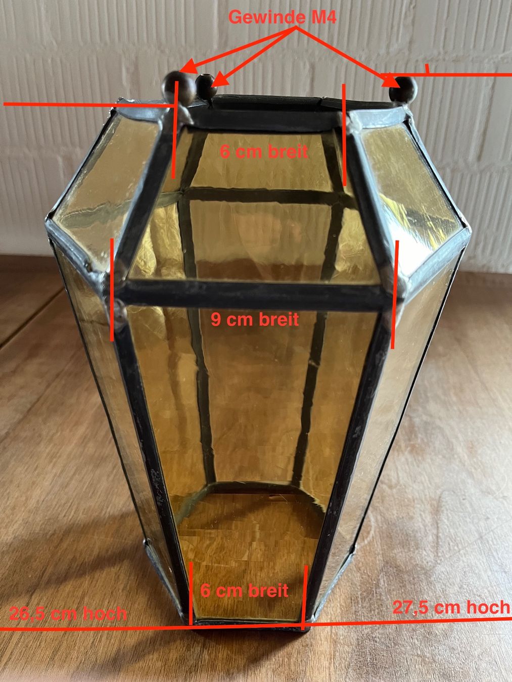 Lampade: Glaslampe Glasleuchte Gartenlampe mit Zinn eingefasst – Usato da Muttenz venduto da Golden_Times 2